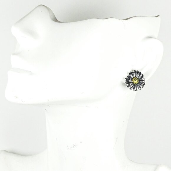 LAGOS HTF Daisy Collection Sterling Silver 750K Yellow Gold  Stud Earrings - Picture 8 of 8